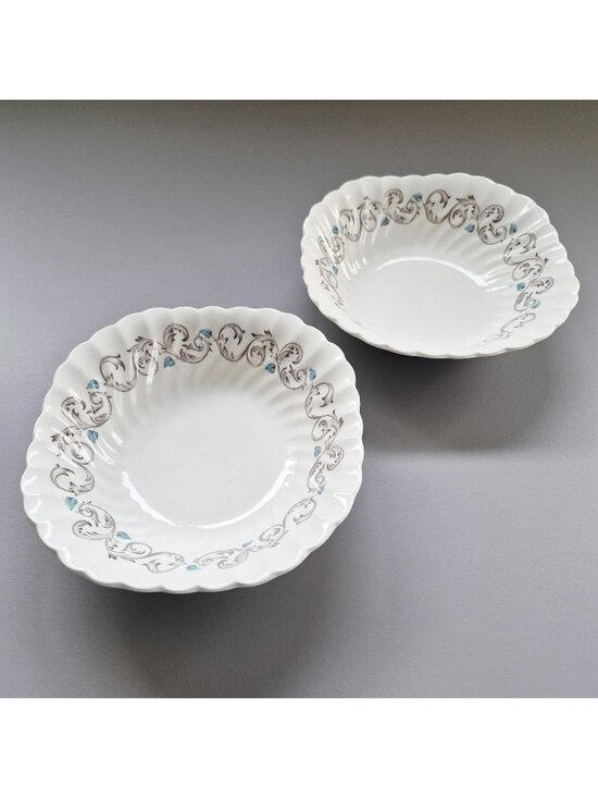 Johnson Bros Other - Vintage Johnson Bros Encore Square Cereal Bowl Set of 2, Blue Leaves Light Brown